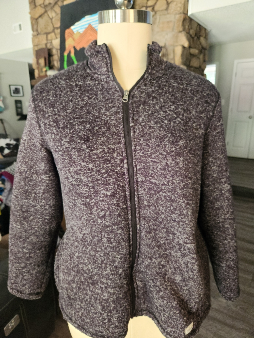 Heathered Plum Teddy Zip-Up Jacket for Women